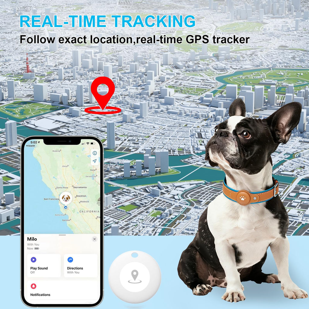 No-Fee 2-in-1 iOS Dog GPS Tracker Collar 365-Day Battery