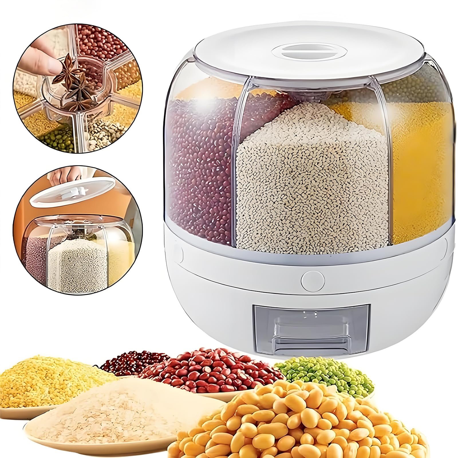 Wnnideo Rotating 6-Grid Pet Food Storage Dispenser