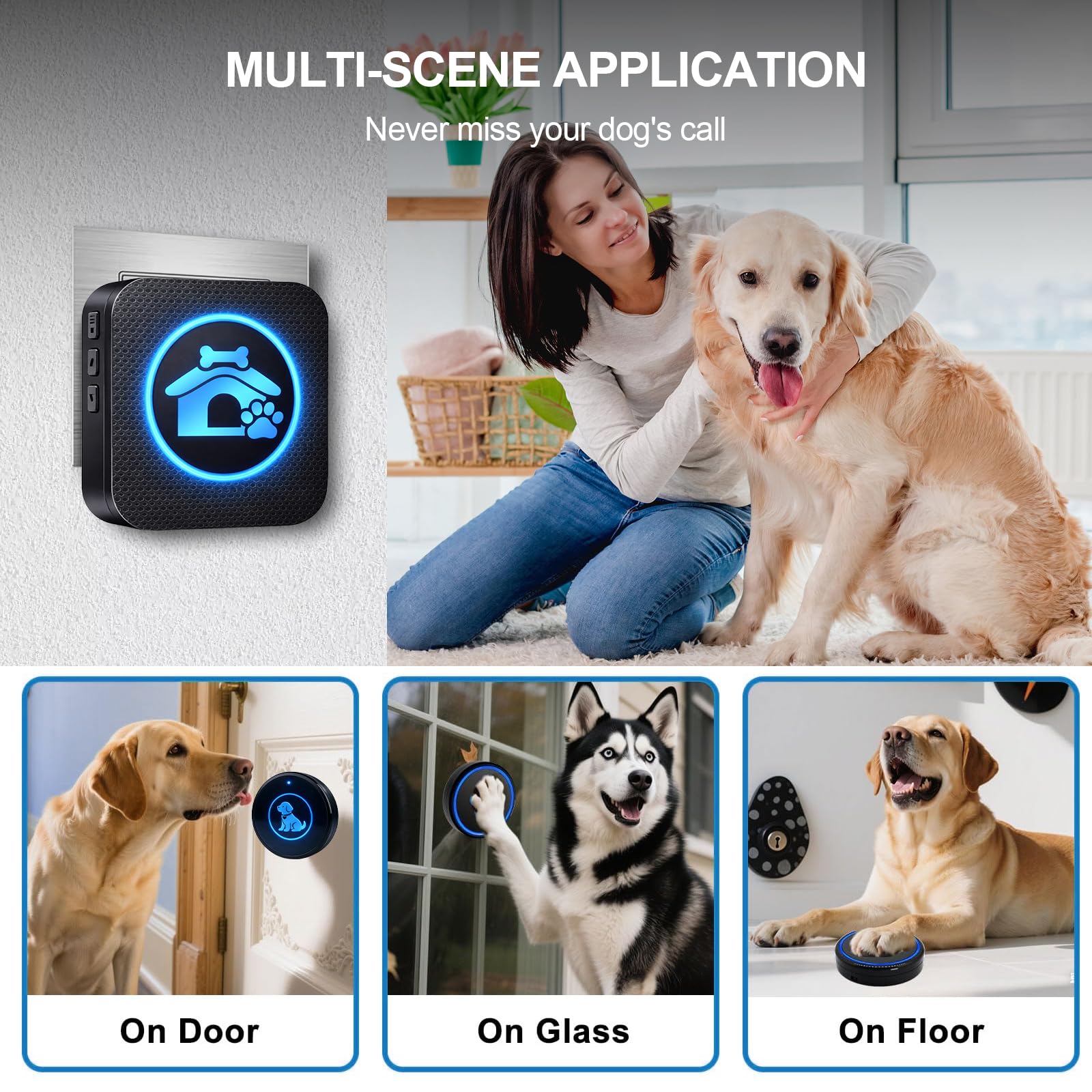 Self-Illuminating Wireless Dog Door Bell for Potty Training
