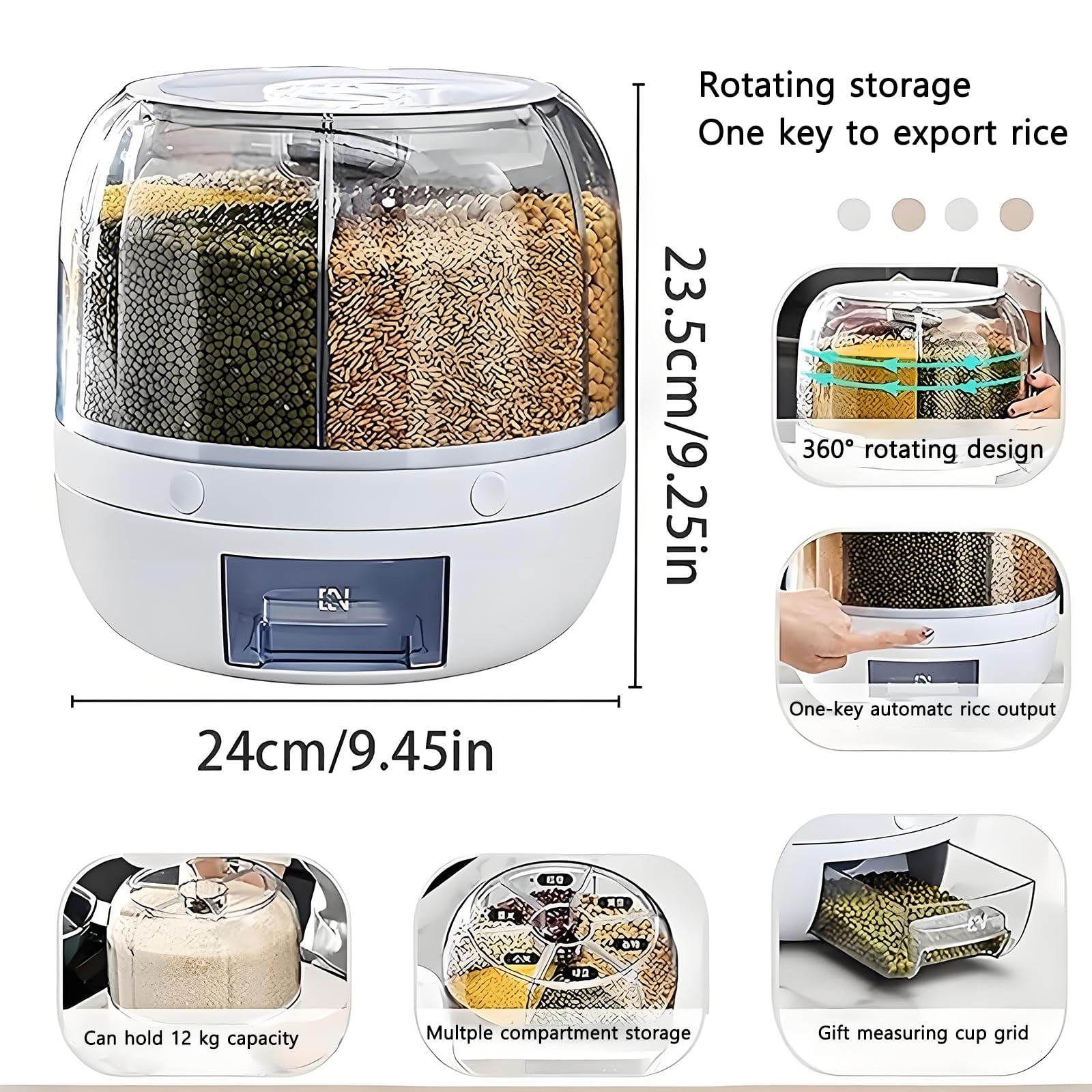 Wnnideo Rotating 6-Grid Pet Food Storage Dispenser